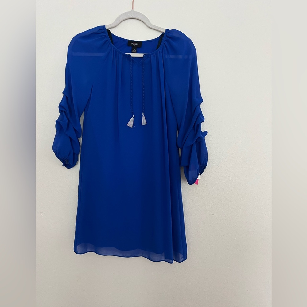 Stylish Blue Kids Dress with Tassel Accents